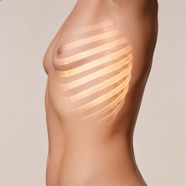 Ilustration representing feminine body curves and rib cage